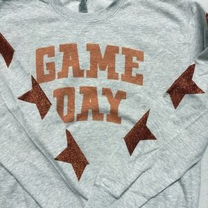 Game Day Sweatshirt School Spirit Orange Glitter Stars Blingy Football Women S